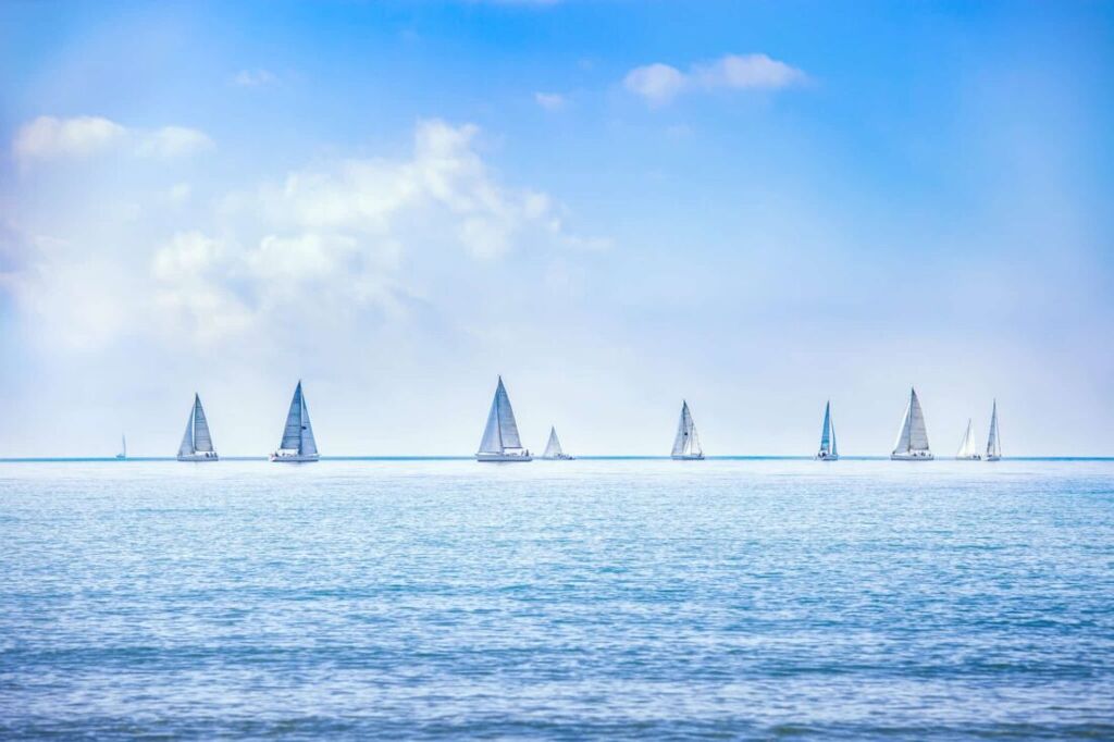 viele Segelboote in der ruhigen See