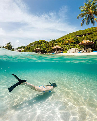 snorkeling in clear waters of BVI
