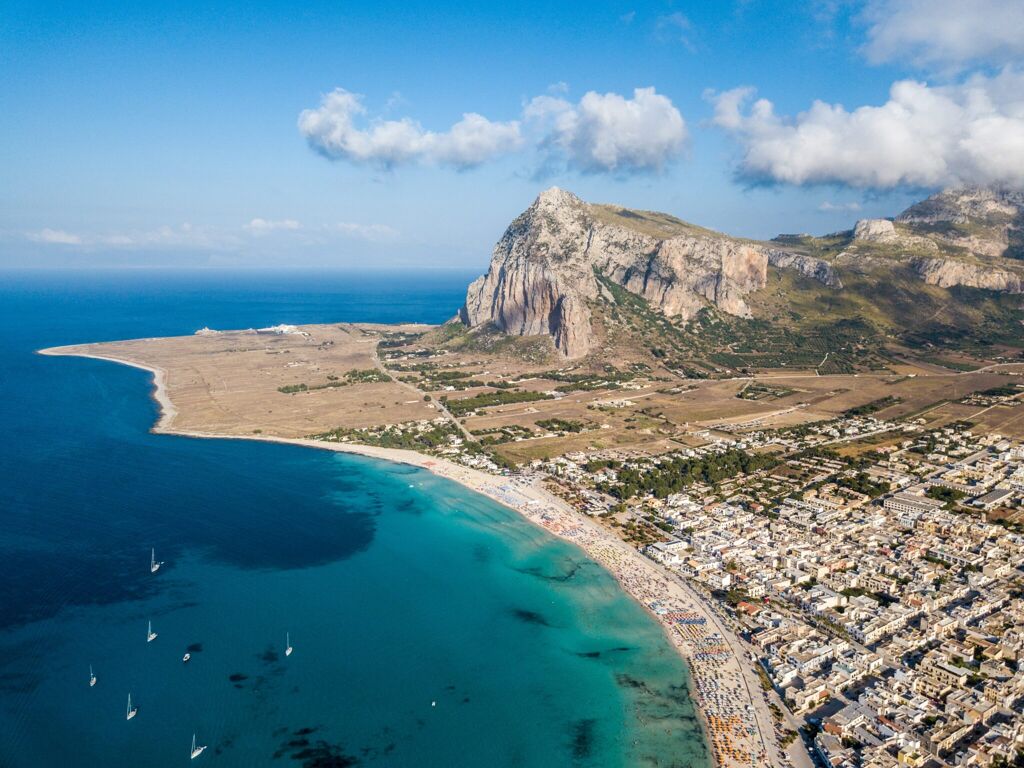 Aerial view of Spiaggia San Vito lo Capo