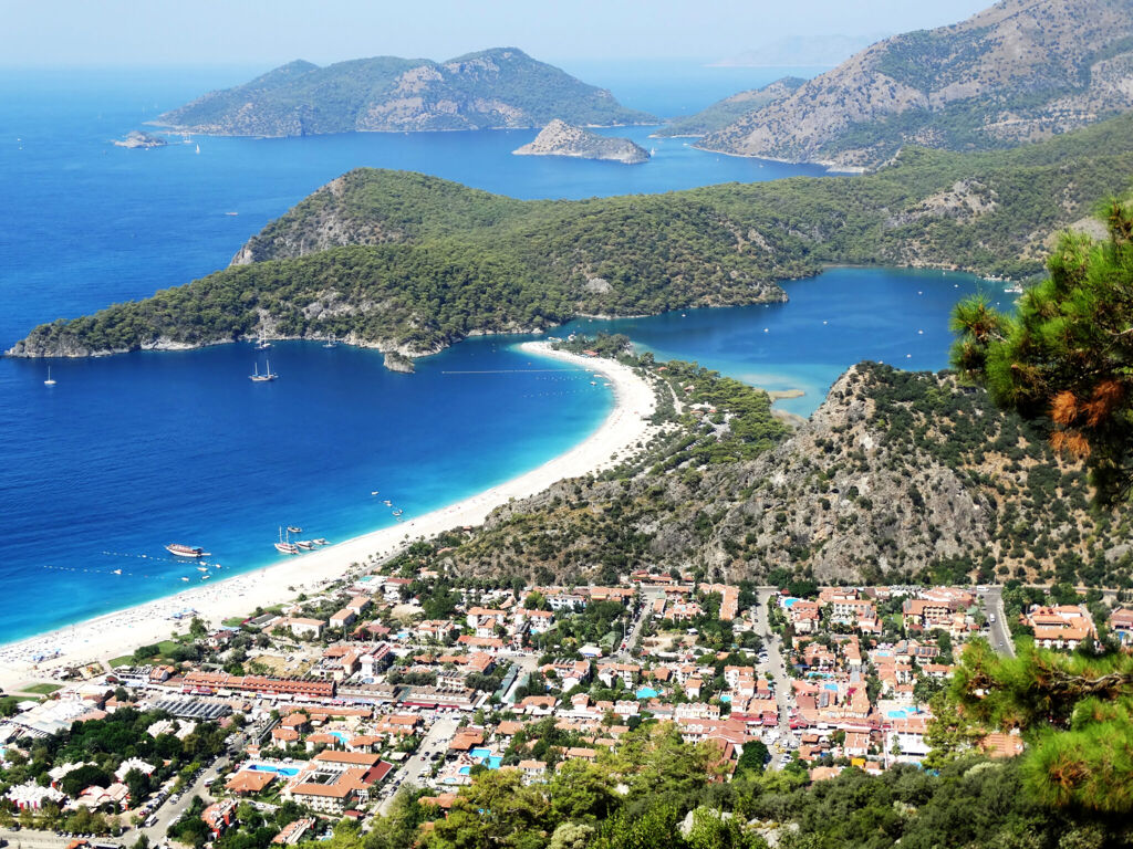 Turkey - panorama of oludeniz lagoon in sea landscape view of beach