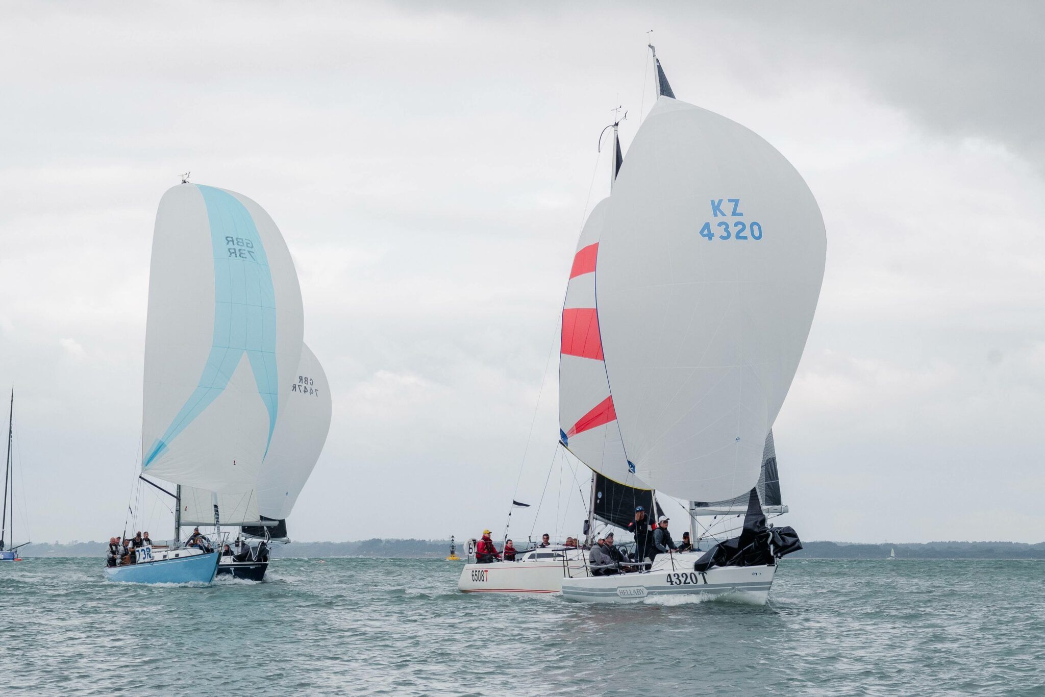 Small sailing boats in regatta