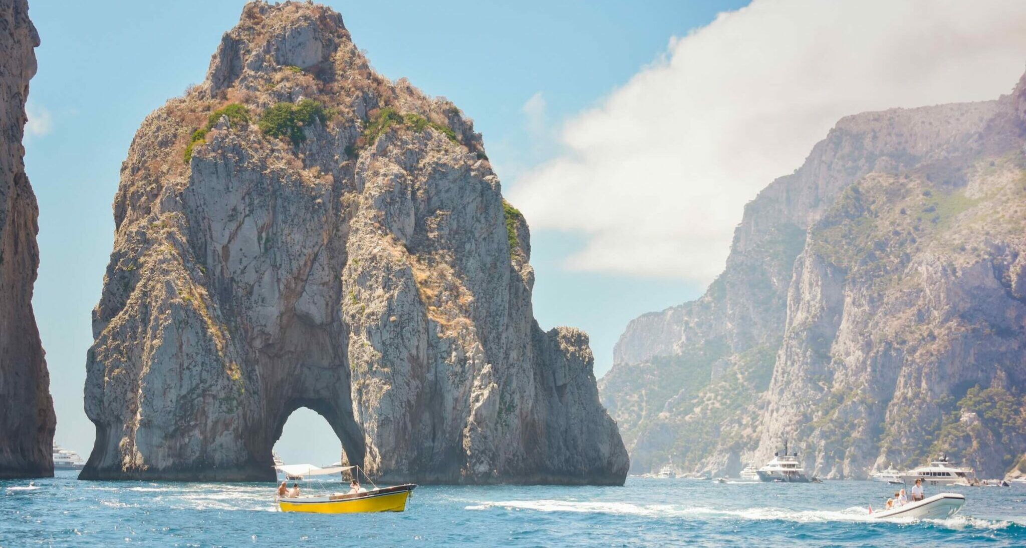 boats cruising around Capri